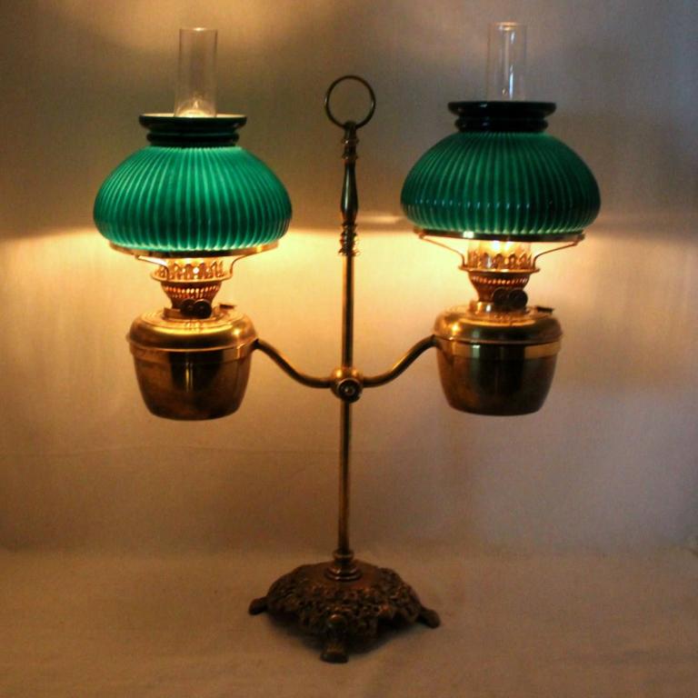 Duplex Studierlampe, Schiebelampe, zwei Dublexbrenner, England